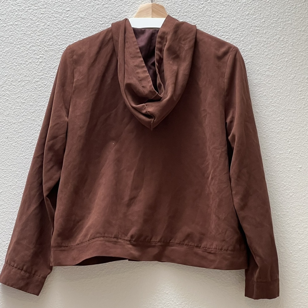 ⛱️Vintage Kikit Sport - Brown Faux Suede Full Zip Hoodie - L - Picture 3 of 4